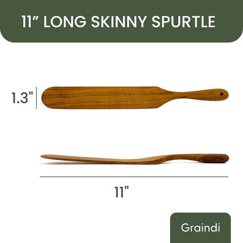 11″ Teak Wood Skinny Spurtle for Sourdough Starter