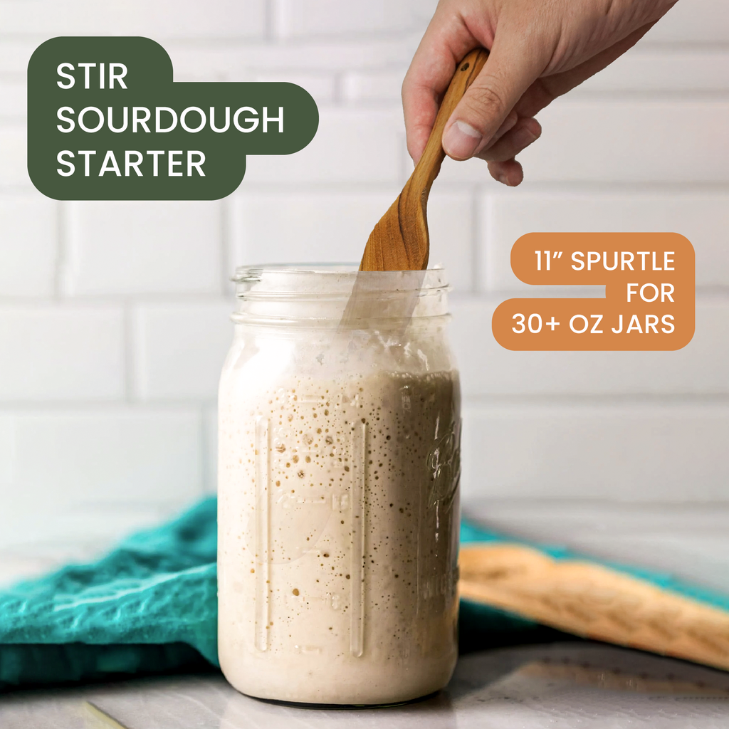 11″ Teak Spurtle for Sourdough Starter