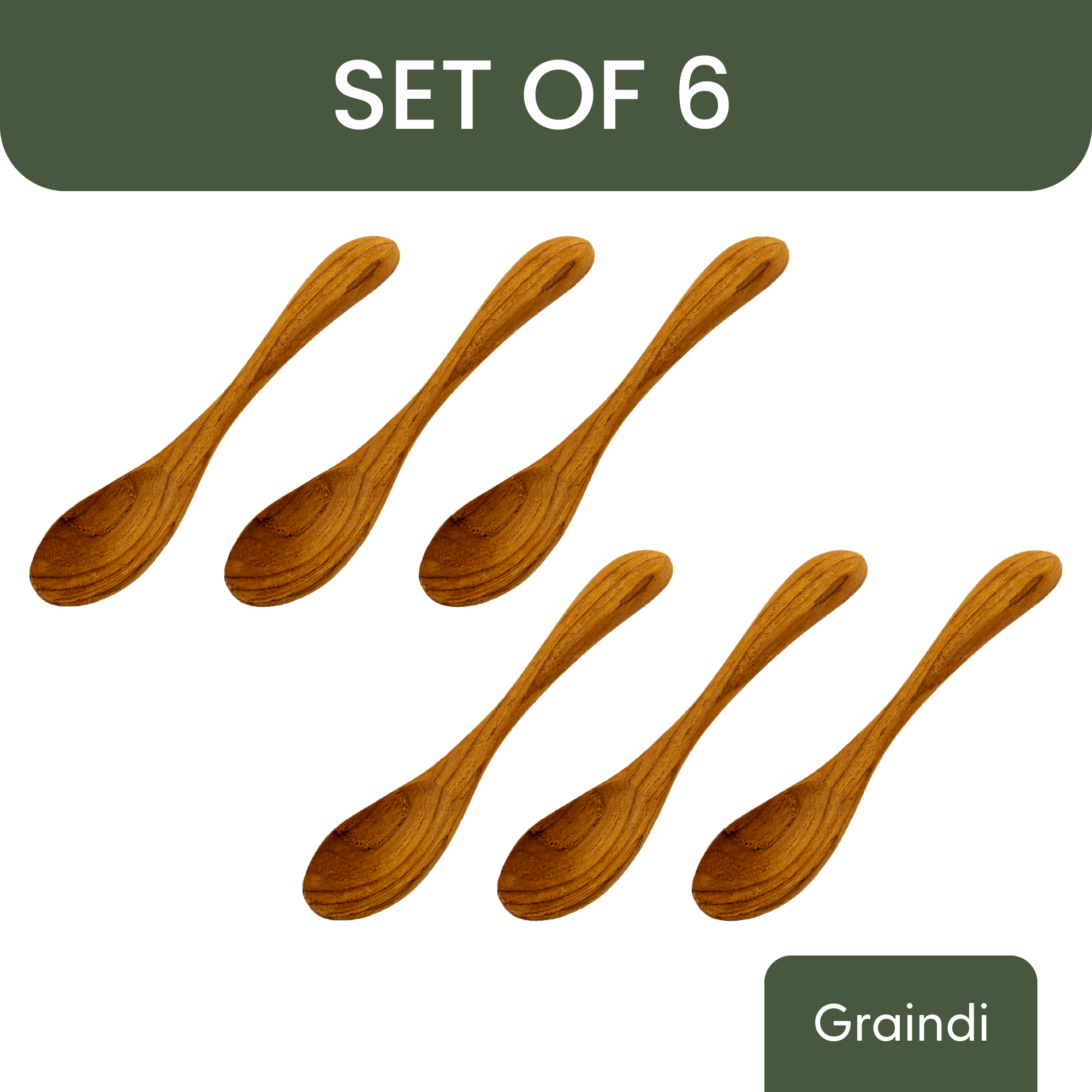 Teak Wood Tea Spoons (Set of 6)