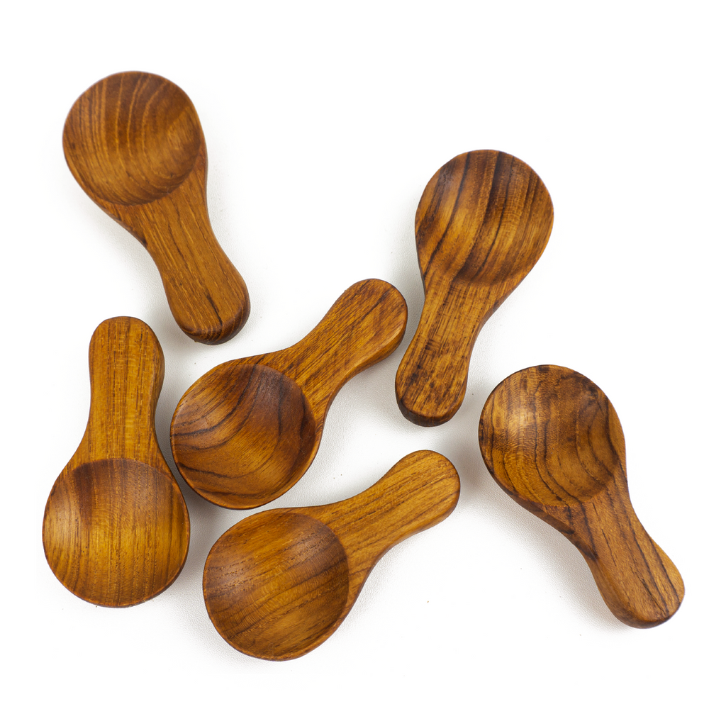Teak Wood Condiment Spoons (Set of 6)