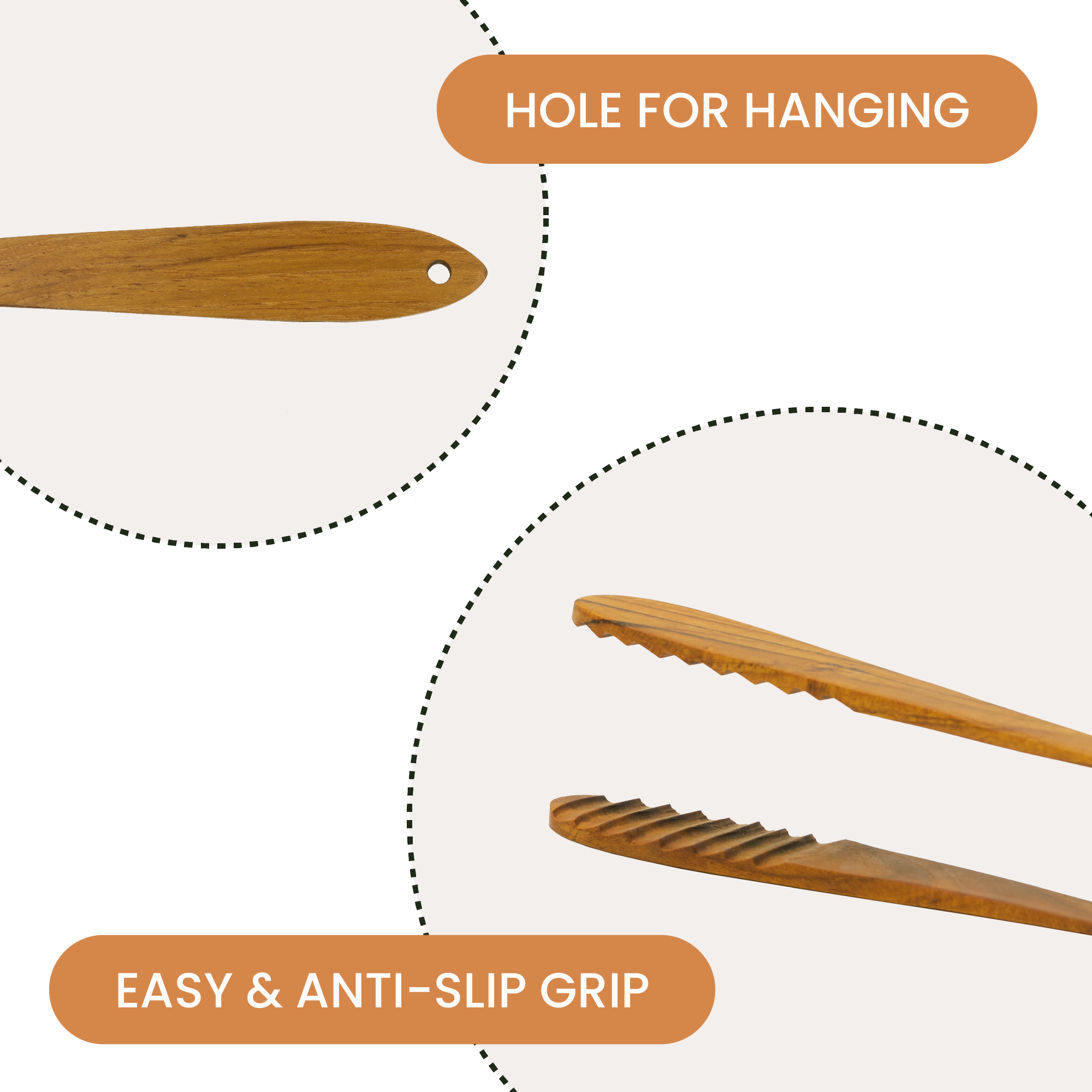 Teak Tongs Set (9″ & 12″)