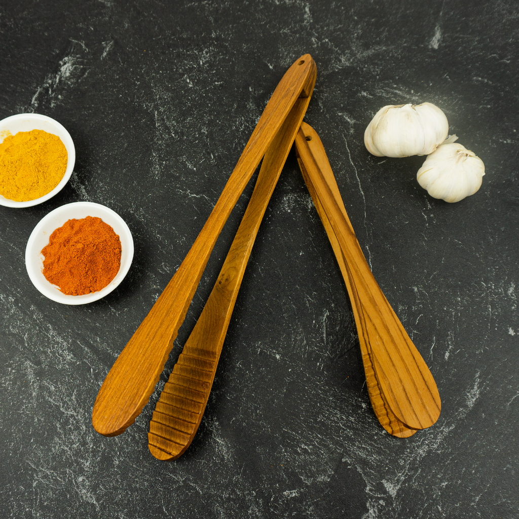 Teak Tongs Set (9″ & 12″)