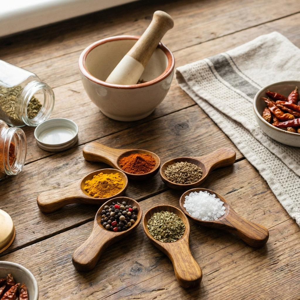 Teak Wood Spice Spoons (Set of 6)